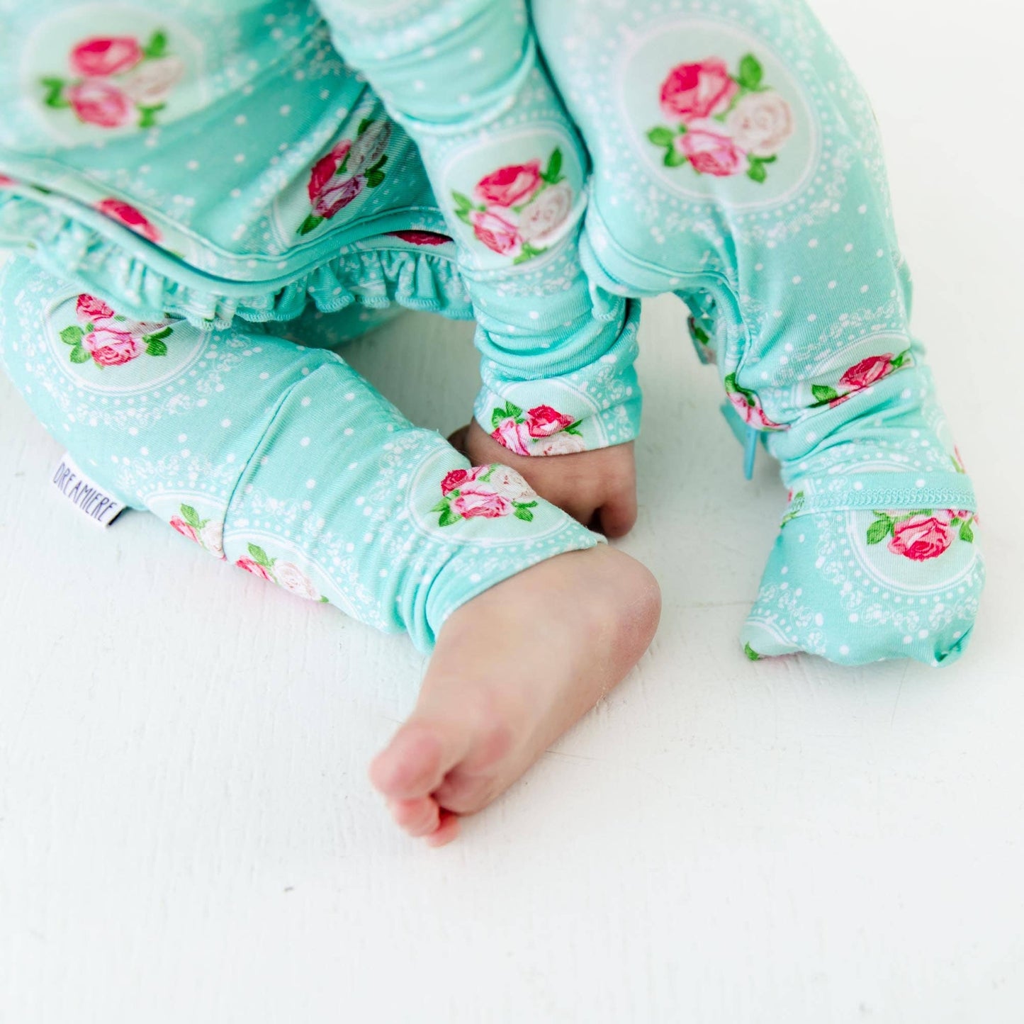 Ring Around The Roses Floral Ruffle Convertible Footie Bamboo Baby Pajamas