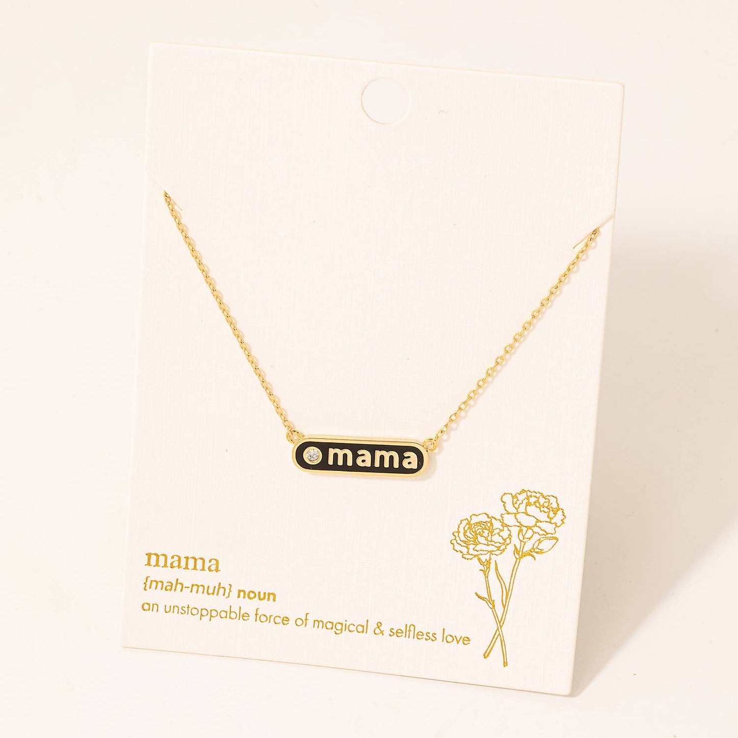 Mama Bar Pendant Necklace- Pink