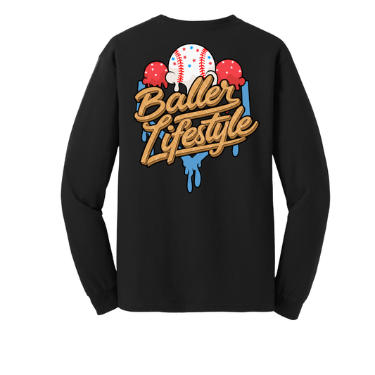Baseball Youth Long Sleeve Tee: Youth Large