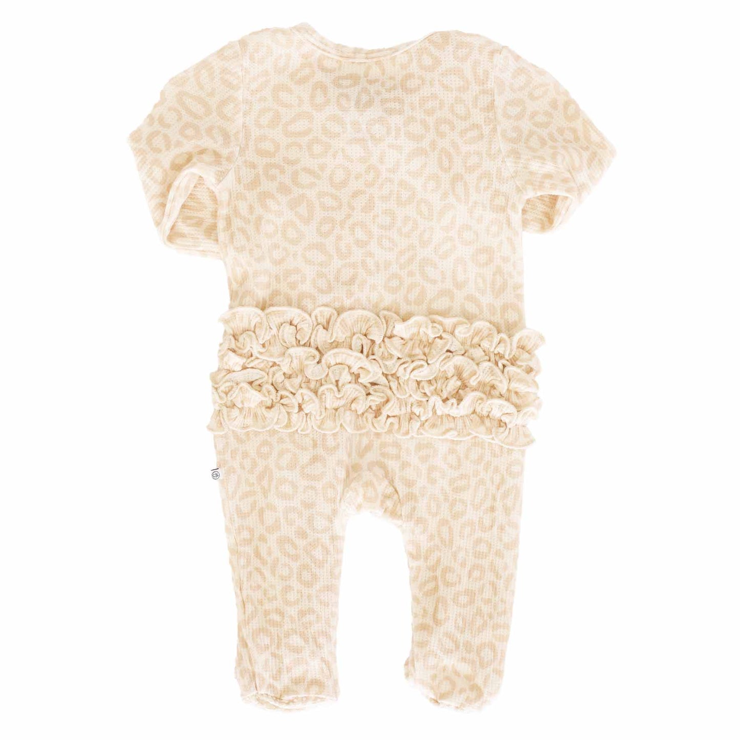 Lovely Leopard Bamboo Waffle Zipper Ruffle Footie