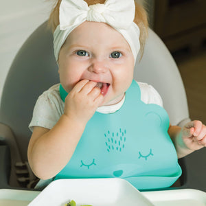 Silicone Roll-up Bibs: Mint Bear