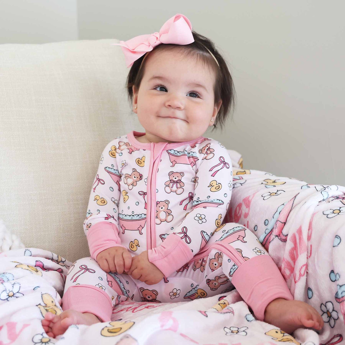 Bathtime Besties Convertible Zip Romper | Pink