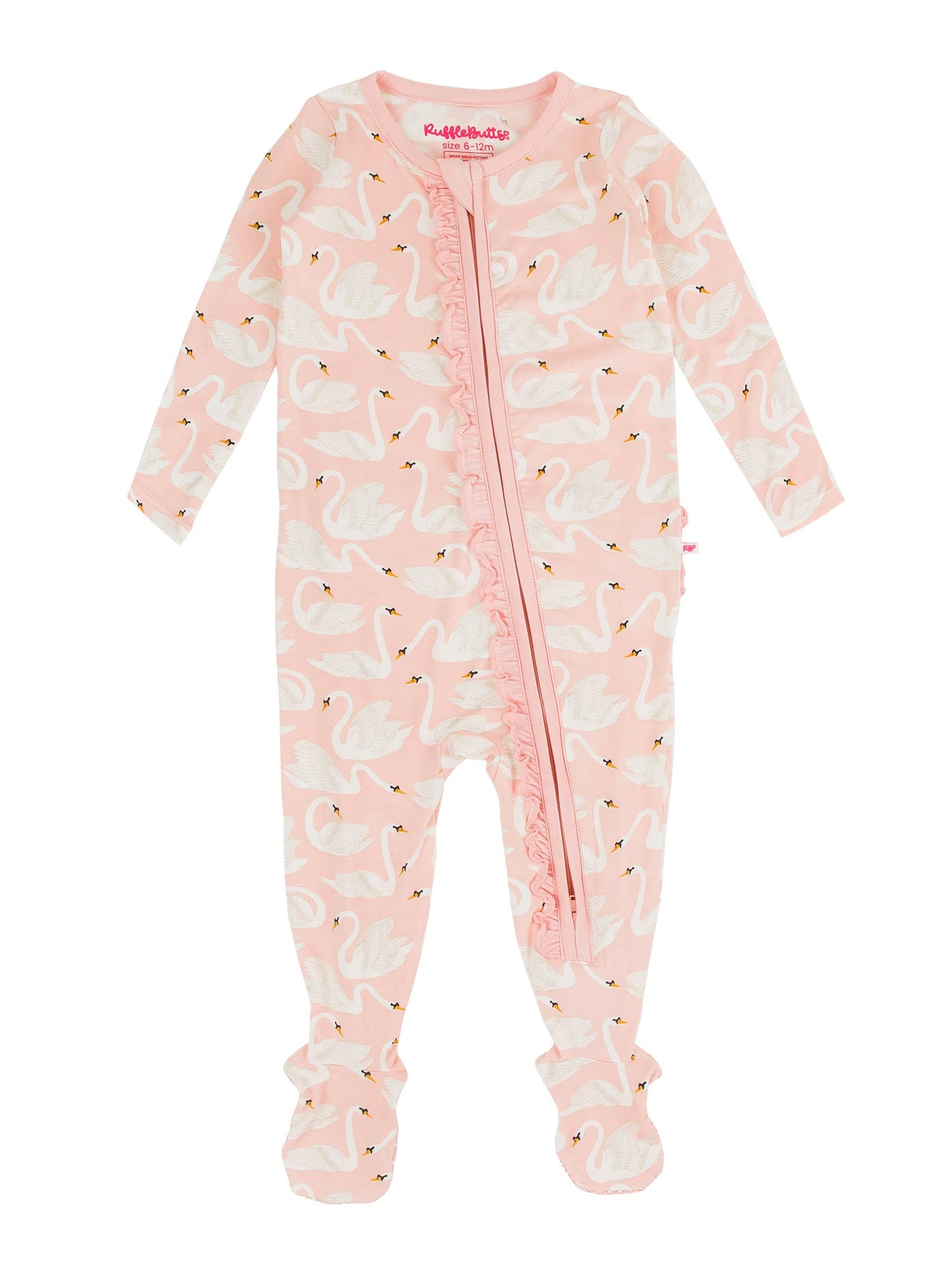Swan Lake Dream Bamboo Viscose Footed Ruffle One Piece Pajama