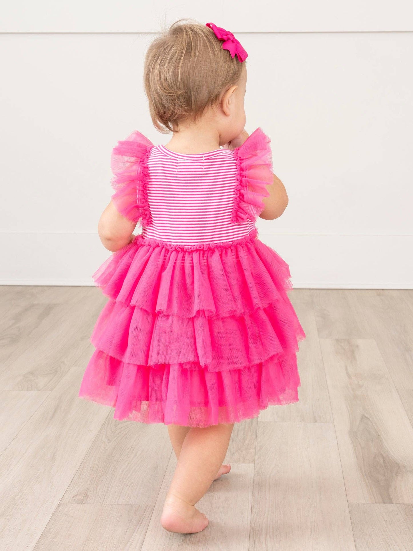 Hot Pink Birthday Balloons Tiered Tulle Dress