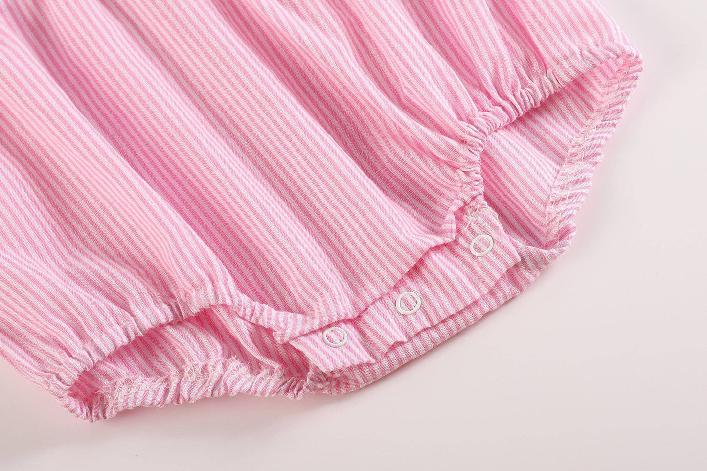 Pink Striped Lil Sister Smocked Romper: 3-6M