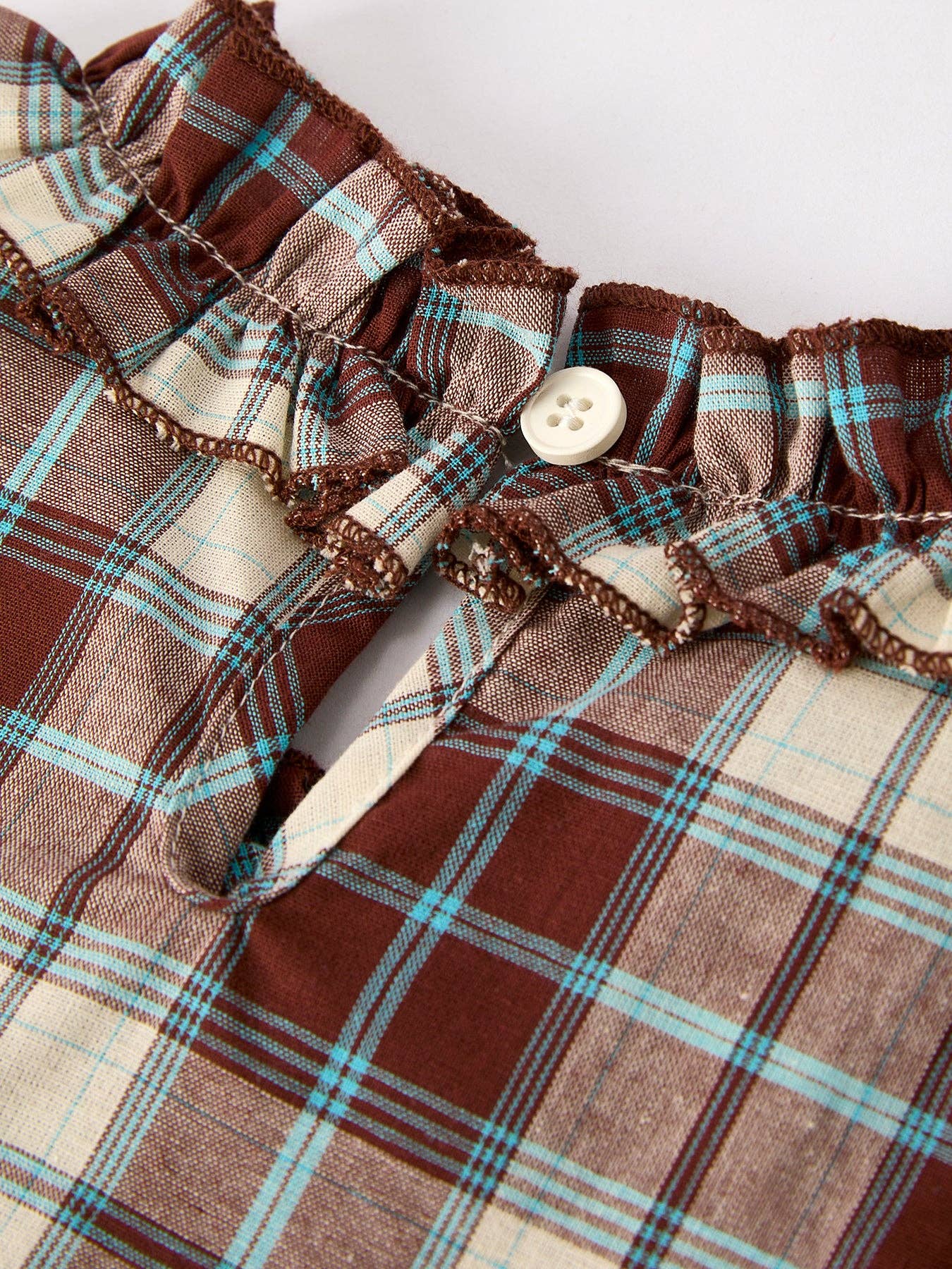 Coffee Green Plaid Girls Two-Piece Set