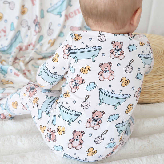 Bathtime Besties Zipper Footie | Blue